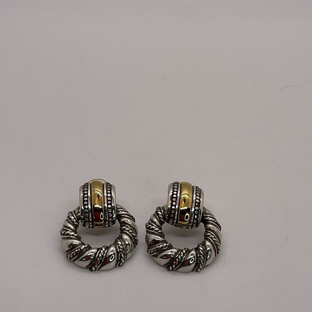 Brighton Bordeaux Silver and Gold Toned Doorknocker Earrings